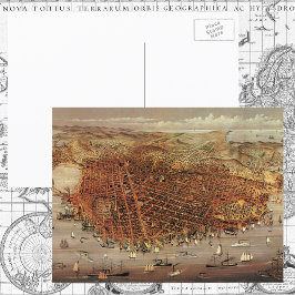 Postal Mapa aéreo antiguo de San Francisco, California
