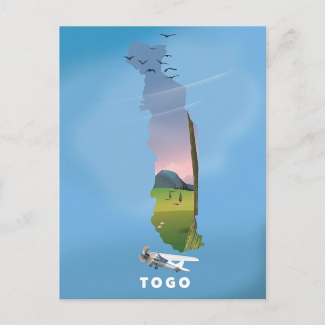 Postal Mapa africano de viajes de Togo (Anverso)
