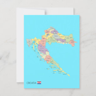 Postal Mapa aislado de las regiones de Croacia