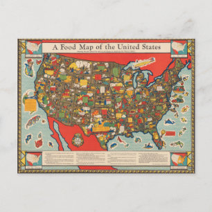 Postal Mapa alimentario de Estados Unidos