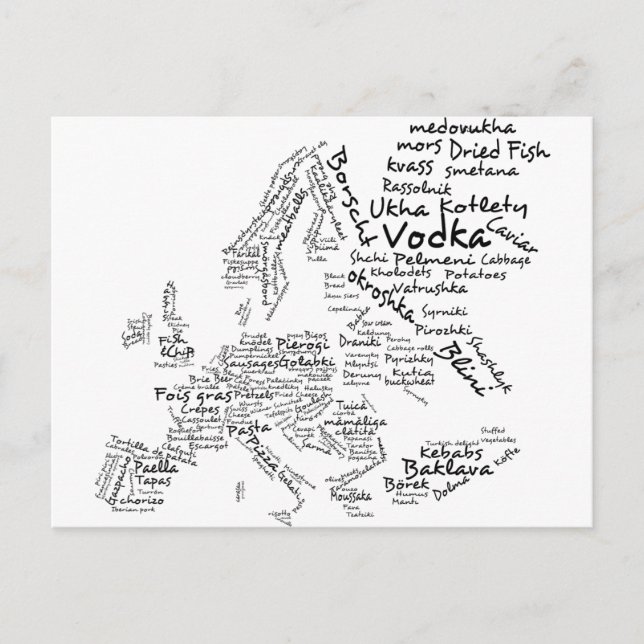 Postal Mapa alimentario de Europa (Anverso)