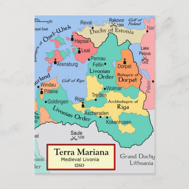 Postal Mapa alrededor de 1260 (Anverso)