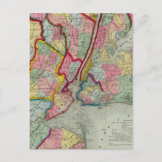 Postal Mapa Alrededor De La Ciudad De Nueva York (Anverso)