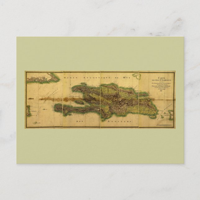 Postal Mapa anticuario clásico de la Española de 1805 (Anverso)
