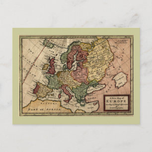 Postal Mapa anticuario de Europa de 1721 de Herman Moll
