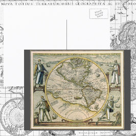 Postal Mapa antiguo, 1596, América Sive Novus Orbis
