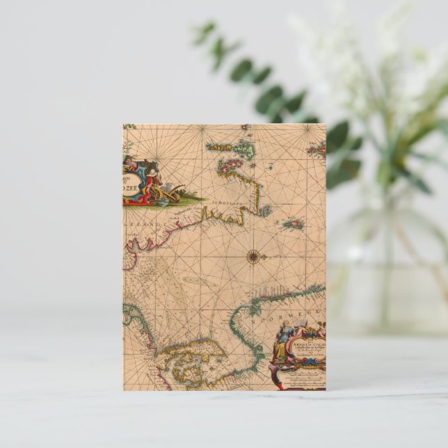 Postal Mapa antiguo antiguo inspirado (1) (Anverso de pie)
