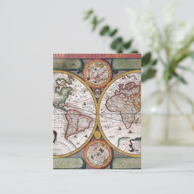 Postal Mapa antiguo antiguo inspirado (12) (Anverso de pie)