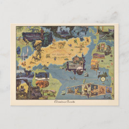 Postal Mapa Antiguo Aventura de Robinson Crusoe Espera