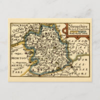 Mapa Antiguo Condado de Shropshire Inglaterra