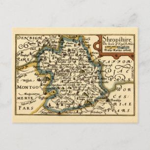 Postal Mapa Antiguo Condado de Shropshire Inglaterra
