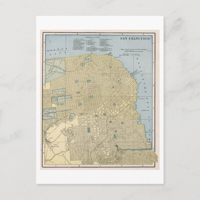 Postal Mapa antiguo de 1899 de San Francisco, California, (Anverso)