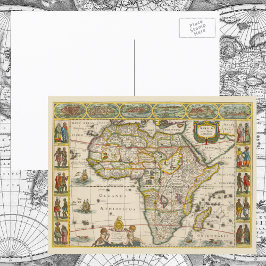 Postal Mapa antiguo de África de Hondius y Jansson