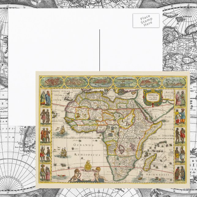 Postal Mapa antiguo de África de Hondius y Jansson (Subido por el creador)