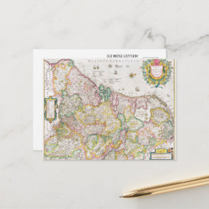 Postal Mapa Antiguo de Alemania