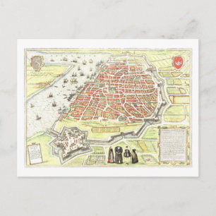 Postal Mapa Antiguo de Amberes, Bélgica,
