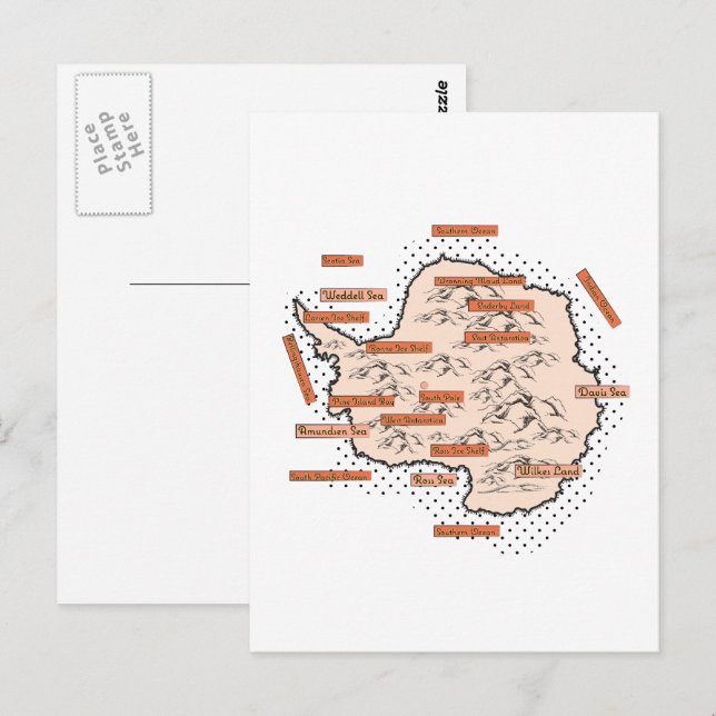 Postal Mapa Antiguo de Antártida (Anverso / Reverso)