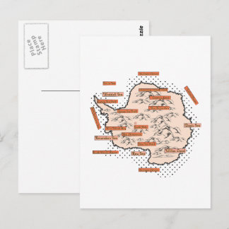 Postal Mapa Antiguo de Antártida