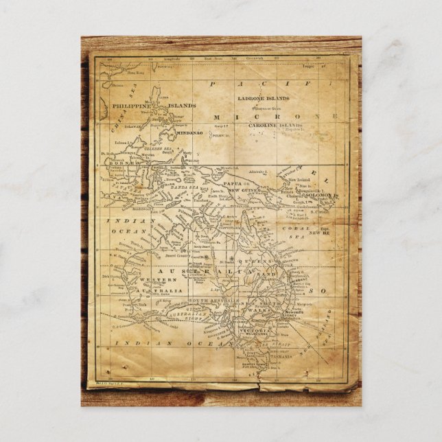 Postal Mapa Antiguo de Australasia (Anverso)