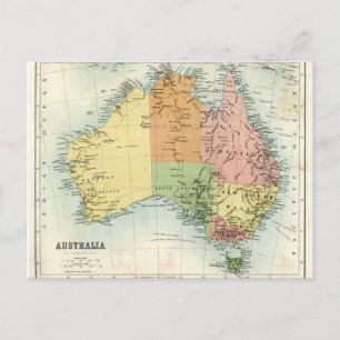Postal Mapa antiguo de Australia