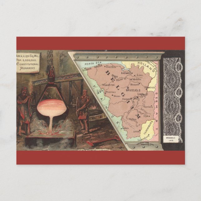 Postal Mapa antiguo de Bélgica (Anverso)
