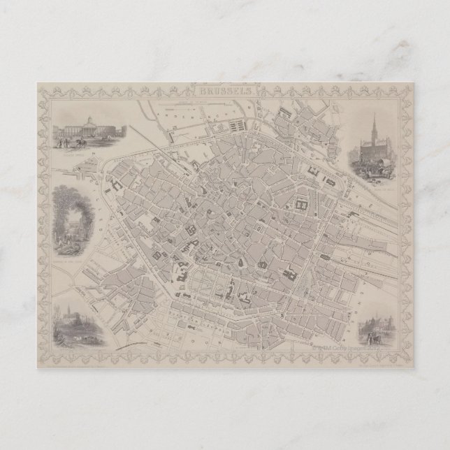 Postal Mapa antiguo de Bélgica (Anverso)