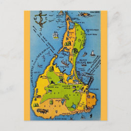 Postal Mapa antiguo de Block Island 
