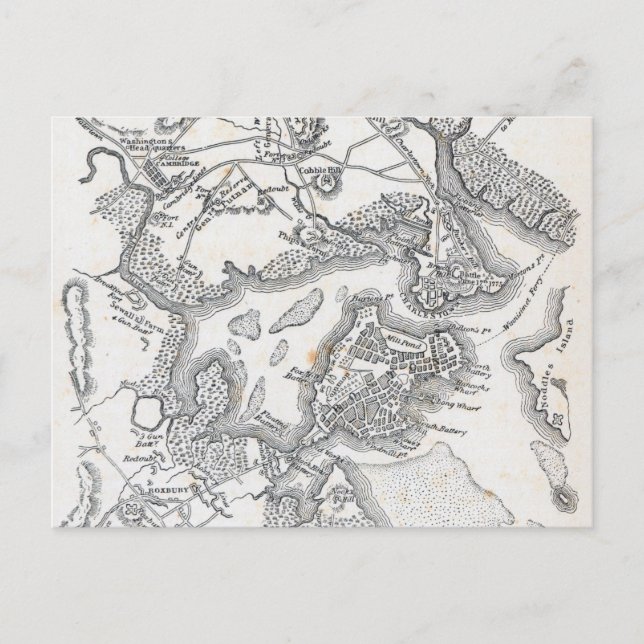Postal Mapa antiguo de Boston | 1775-1776 (Anverso)