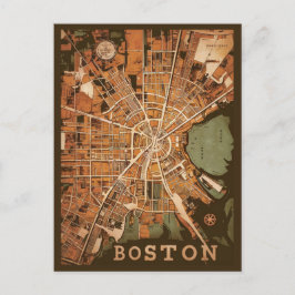 Postal Mapa Antiguo de Boston Massachusetts, Mapa de Bost
