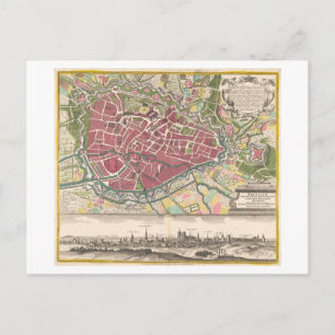 Postal Mapa antiguo de Bruselas, Bélgica,