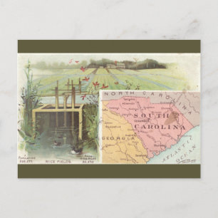 Postal Mapa Antiguo de Carolina del Sur
