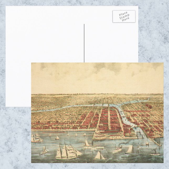 Postal Mapa Antiguo de Chicago, Calle LaSalle y Río (Subido por el creador)