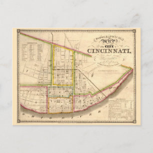 Postal Mapa antiguo de Cincinnati Ohio