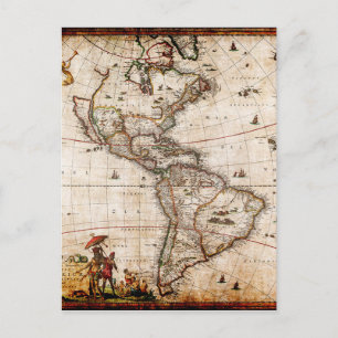 Postal Mapa antiguo de Continente América