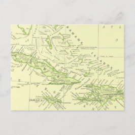 Postal Mapa antiguo de Cuba, Islas del Caribe y Bahamas