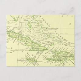 Postal Mapa antiguo de Cuba, Islas del Caribe y Bahamas