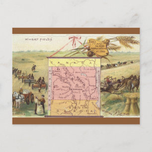 Postal Mapa Antiguo de Dakota del Norte