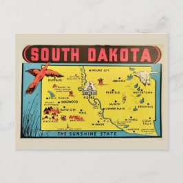 Postal Mapa Antiguo de Dakota del Sur