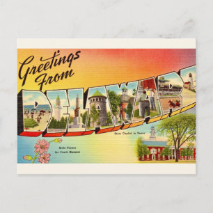Postal Mapa antiguo de Delaware 