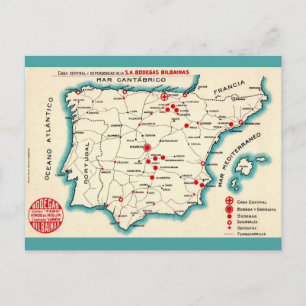 Postal Mapa antiguo de España