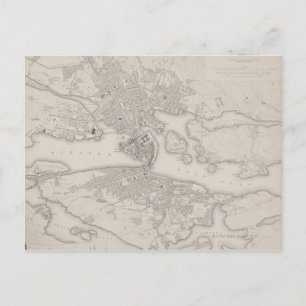 Postal Mapa antiguo de Estocolmo, Suecia