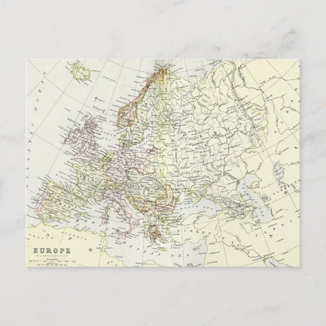 Postal Mapa antiguo de Europa (Anverso)