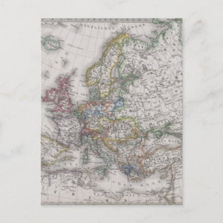 Postal Mapa antiguo de Europa alrededor de 1862