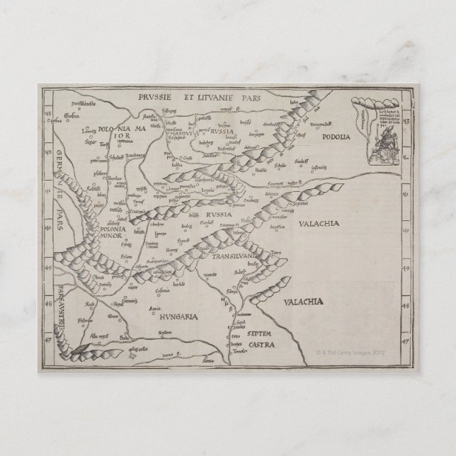 Postal Mapa antiguo de Europa del Este (Anverso)