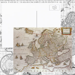 Postal Mapa Antiguo de Europa por Willem Jansz Blaeu, c16