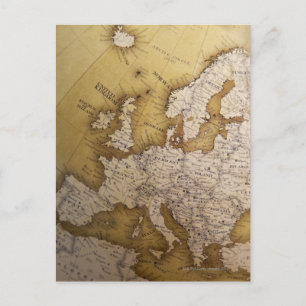 Postal Mapa antiguo de europa. Viejo mundo.
