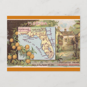 Postal Mapa Antiguo de Florida