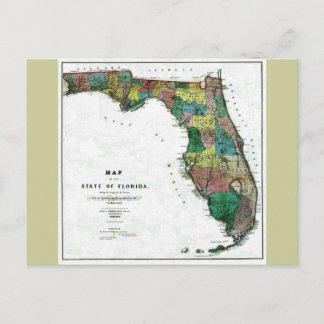 Postal Mapa antiguo de Florida de 1856