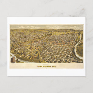 Postal Mapa antiguo de Fort Worth, Texas, 1891