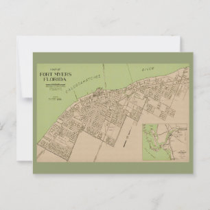 Postal Mapa Antiguo de Ft Myers Florida